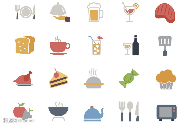 餐饮图标 视觉中的味蕾诱惑